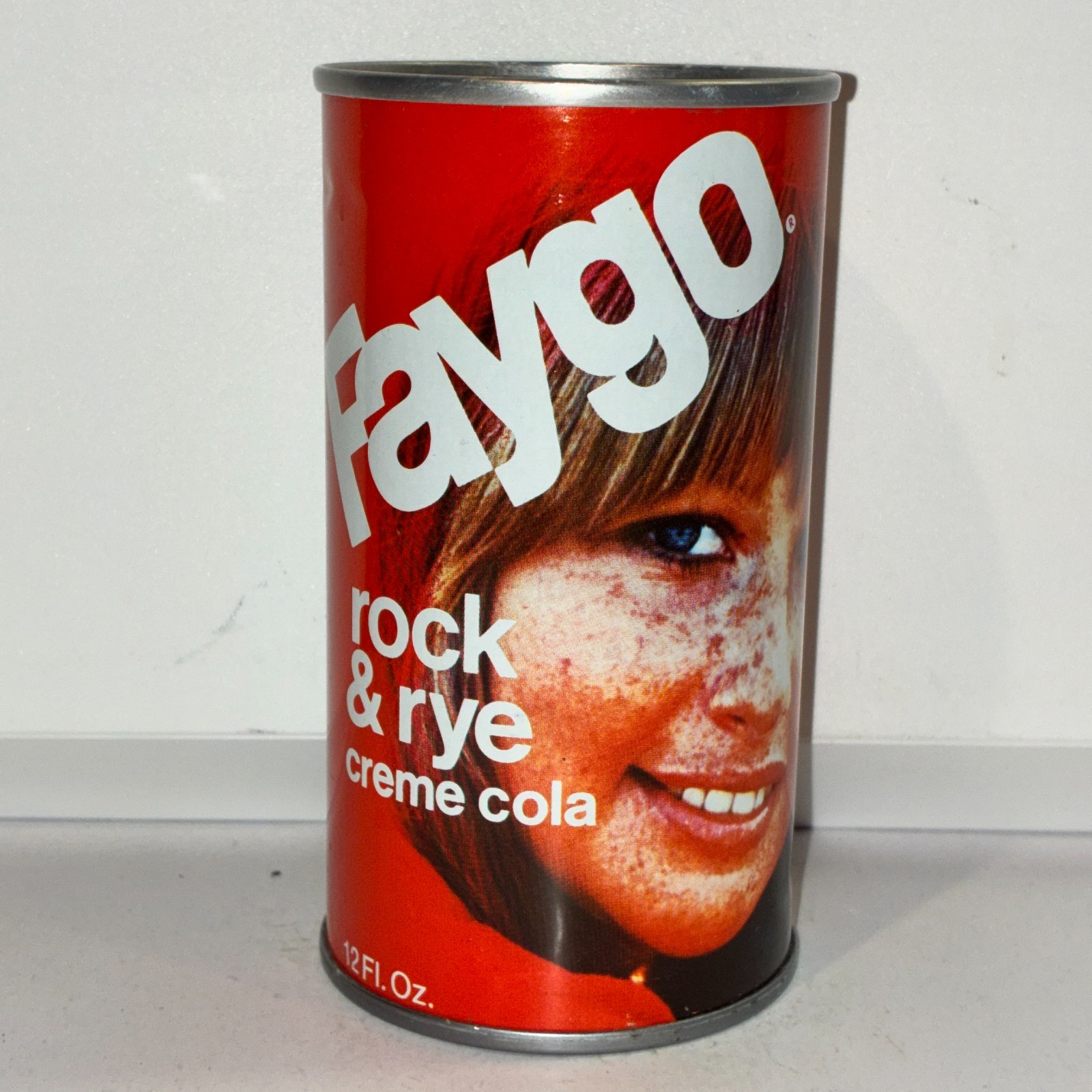 1970's Faygo Rock & Rye Creme soda can, bottom opened