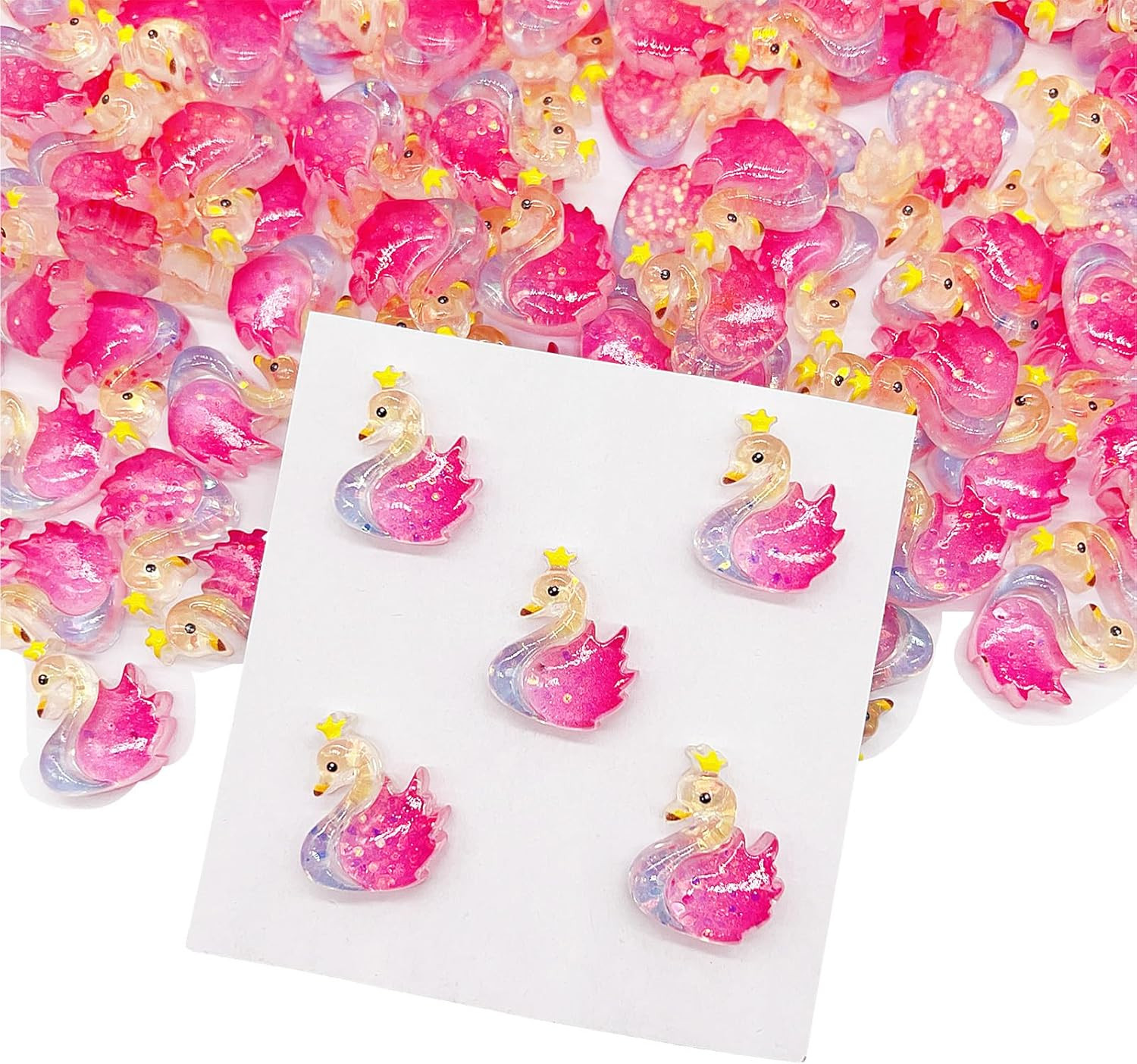 50Pcs Swan Embellishments Cute Set, Bulk Resin Set Ornament Scrapbooking