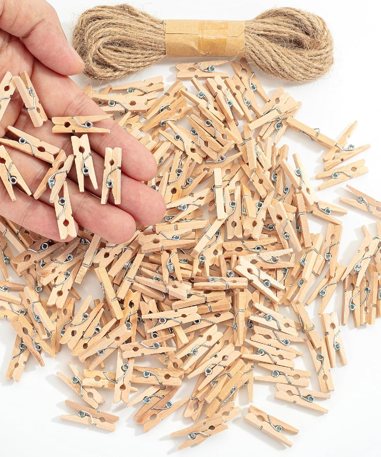 Mini Wooden Clothes Pins for Photo, 1 Inch, 200 Pack, Small Clothespins with 10