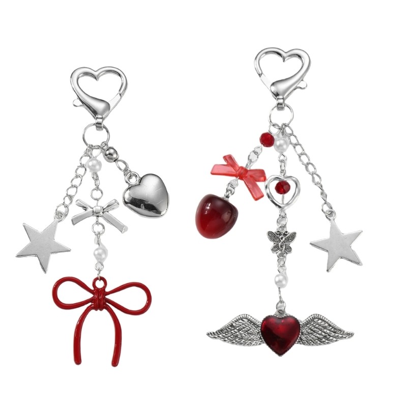 Heart Keychain Star Bowknot Charm Multifuntional Key Decors Fashion Key Pendant