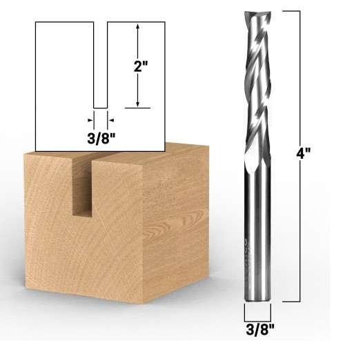 3/8" Diameter 2 Flute Upcut Endmill CNC Router Bit 3/8" Shank Yonico 31298-SC