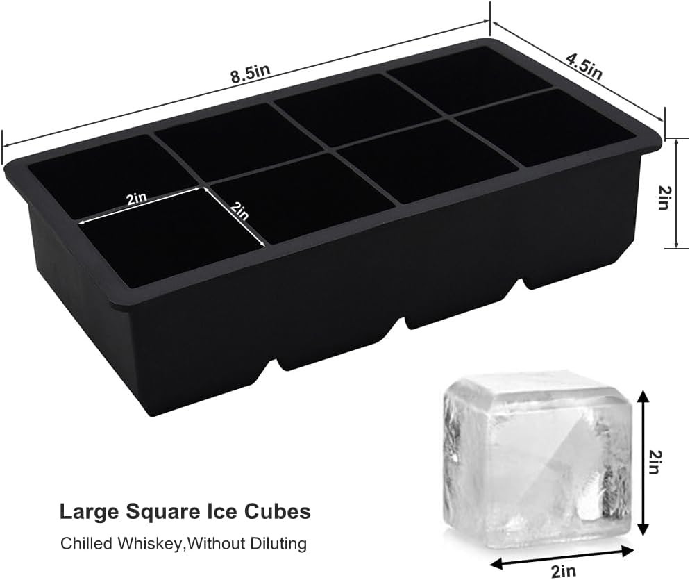 Bangp Large Ice Cube Tray for Whiskey,2 Pack Stackable Big Ice Cube Molds Make 1