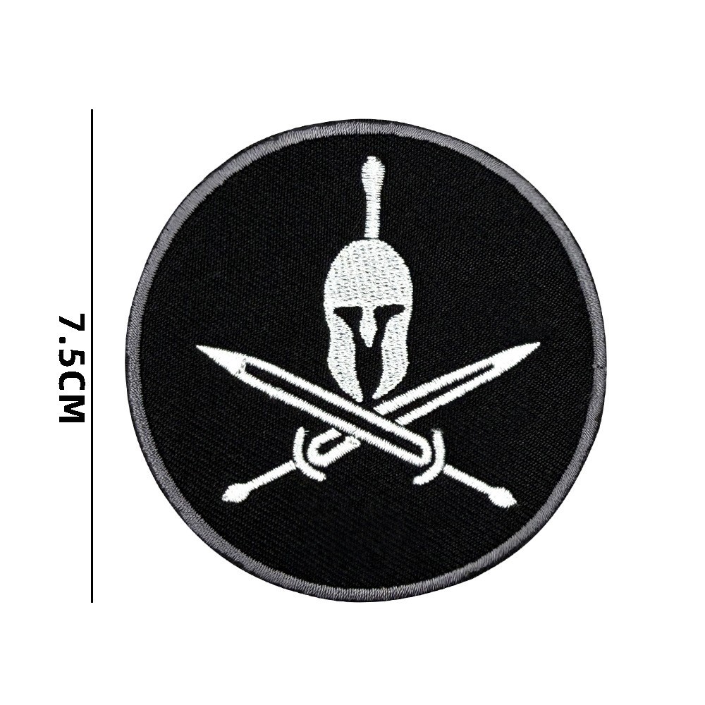 Spartan Helmet Crossed Swords Embroidered Patch Tactical Morale Patch