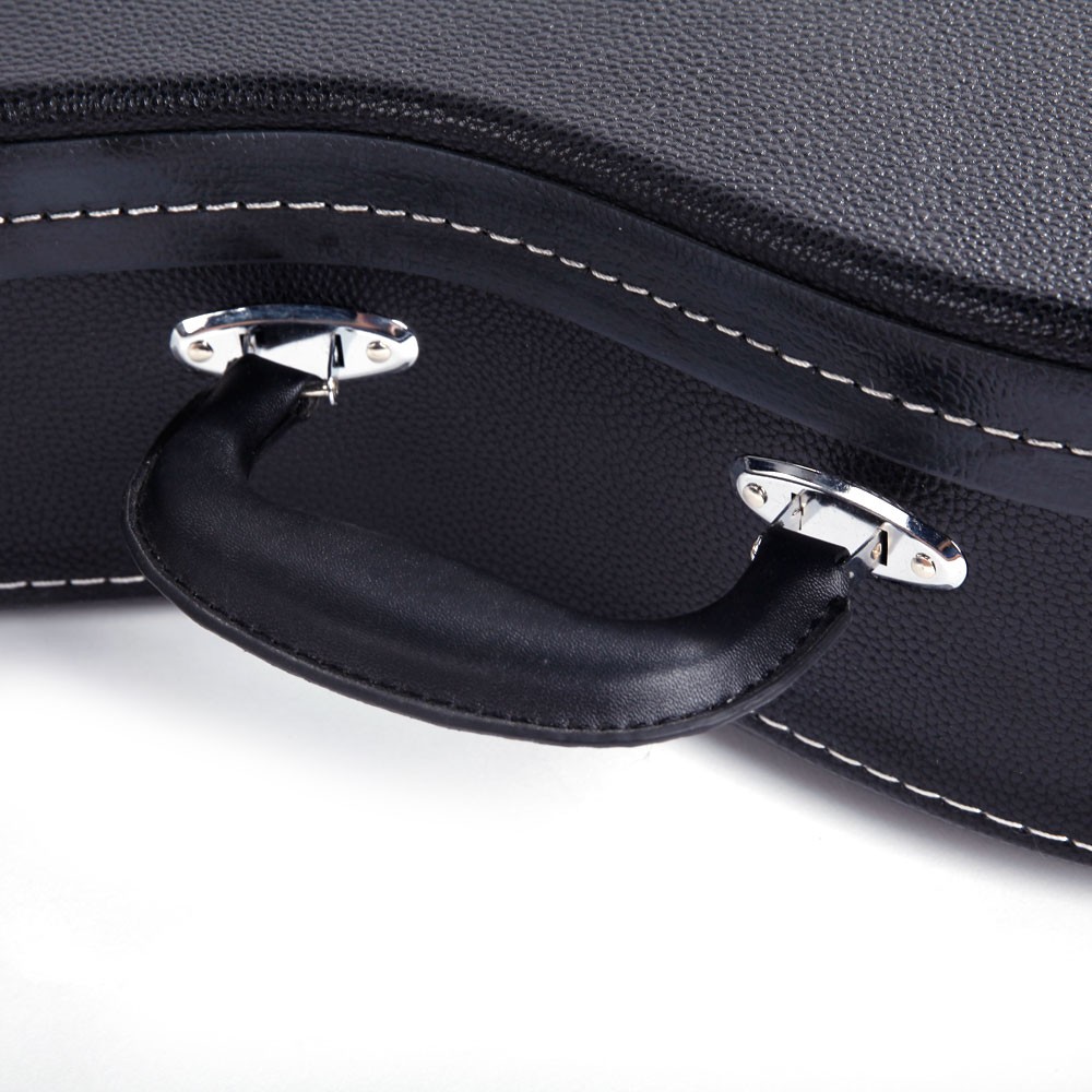 Hardshell A-Style Microgroove Pattern Leather Wood Mandolin Case Black