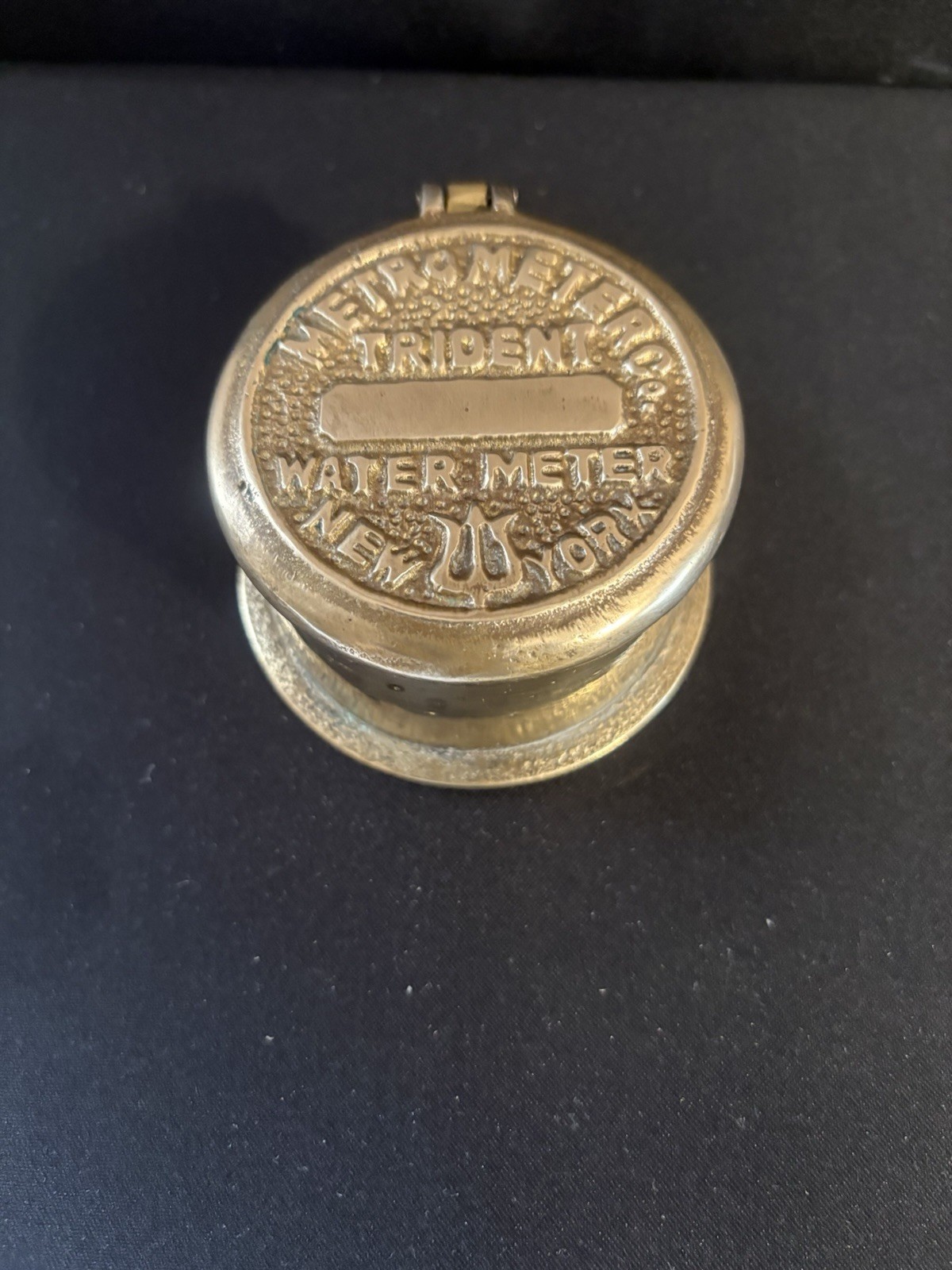 Metrometer Co. Trident Water Meter Lidded Brass Trinket Box