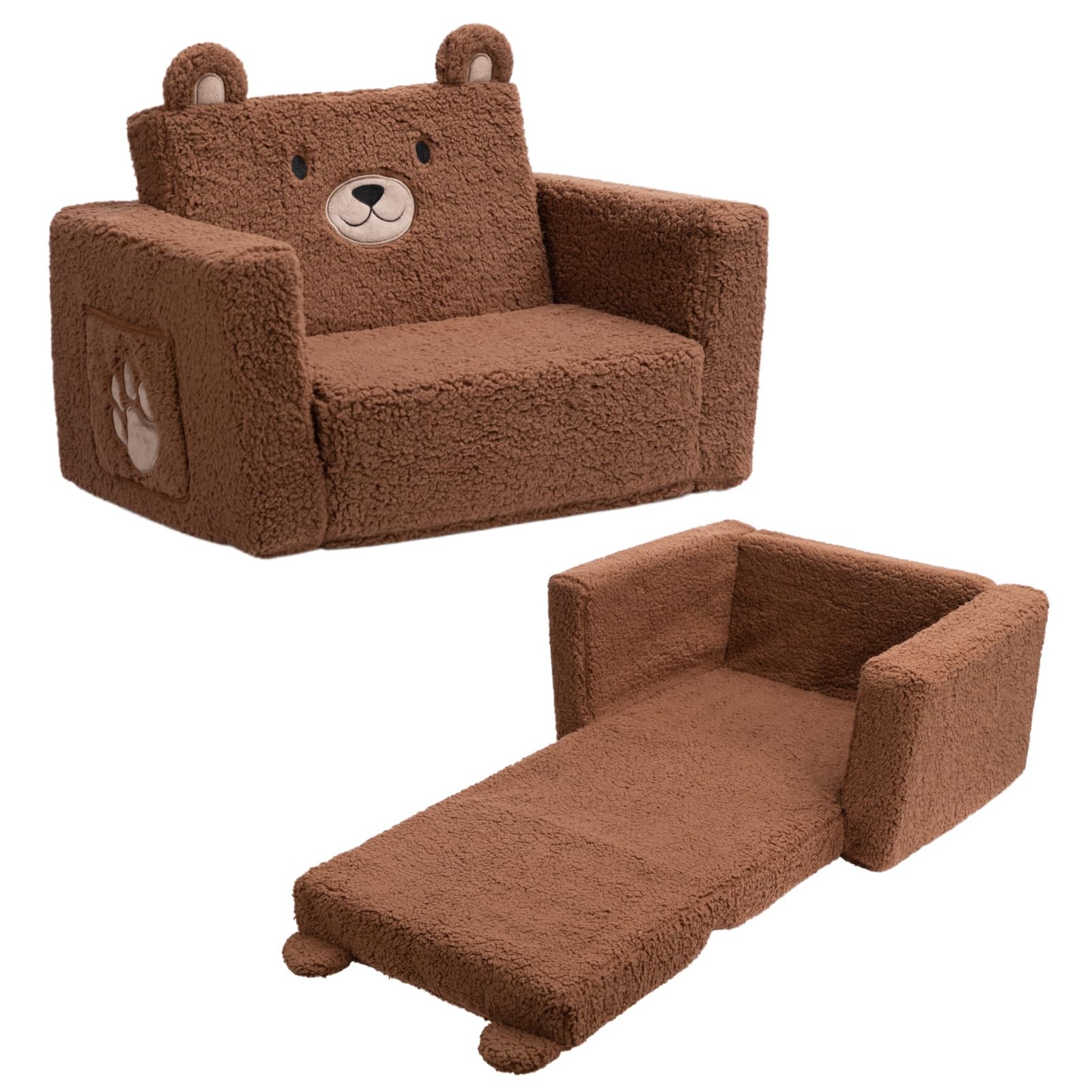 2-in-1 Toddler Couch Foldable Cuddly Chair, Soft Foam Chair Lightweight for B...
