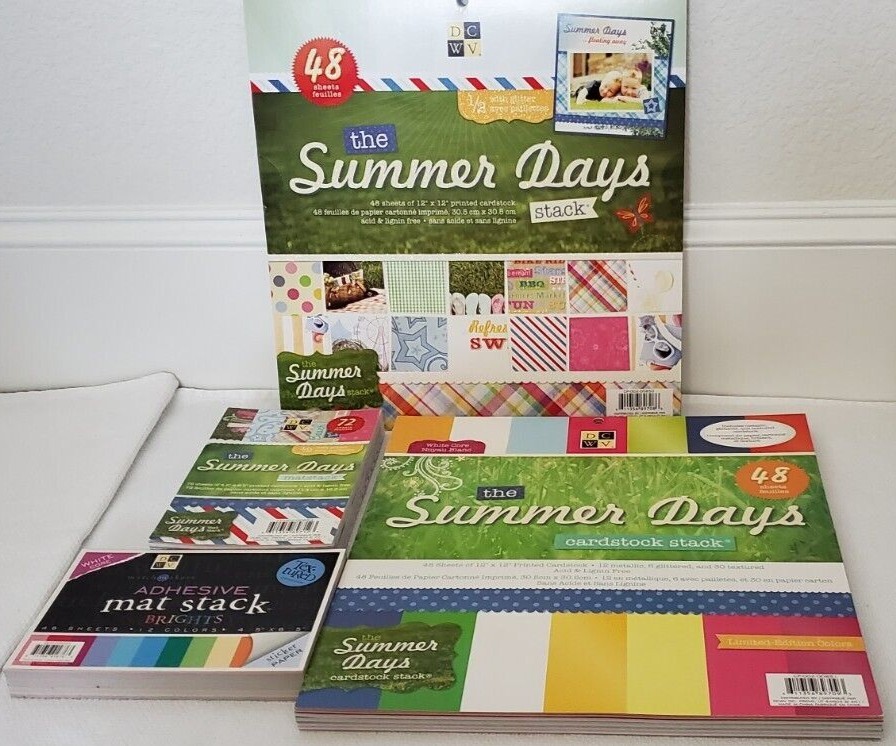 NEW Summer Days Set of 2 Paper Packs, 1 Matstack, & 1 Adhesive Brights Matstack 