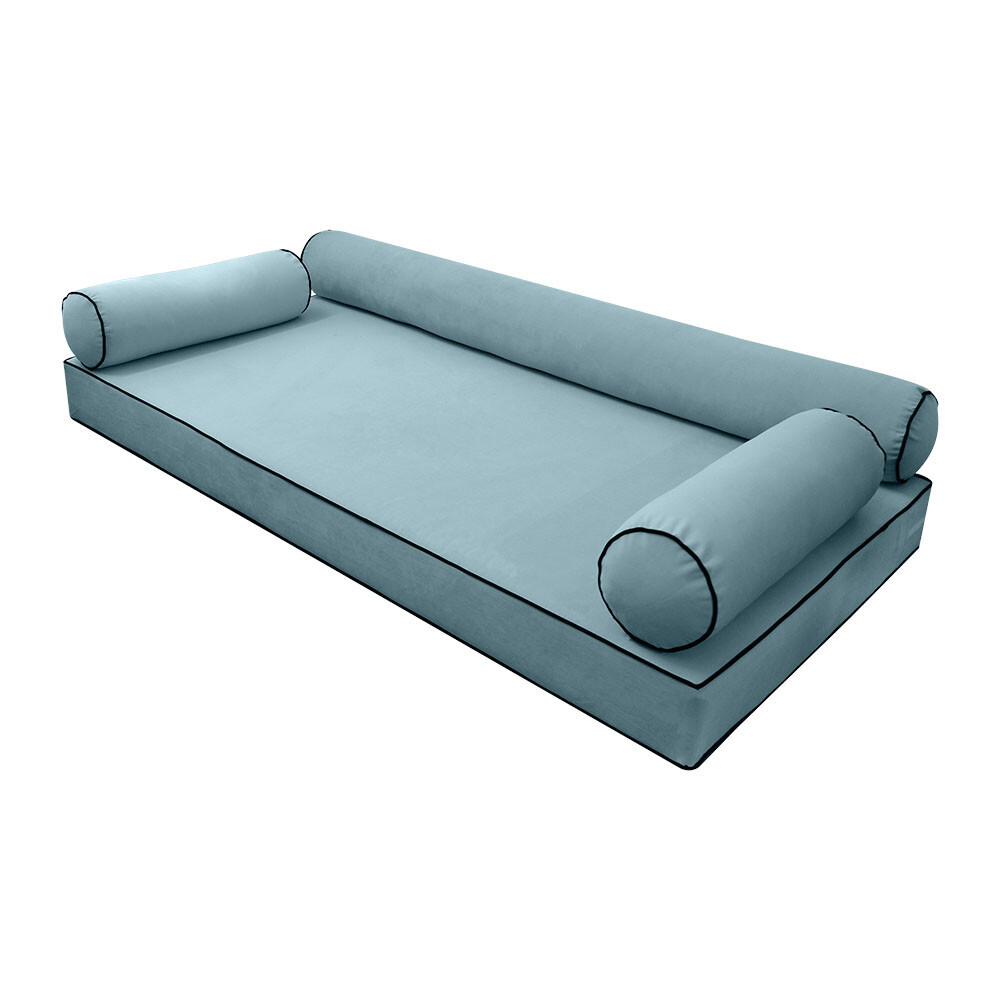 SLIPCOVER ONLY V6 Velvet Daybed Mattress Pillow Contrast Trim Twin-XL AD355
