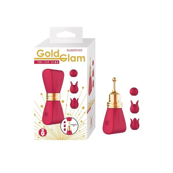 Nasstoys Gold Glam Tri-Tip Rechargeable Vibe Massage Wand