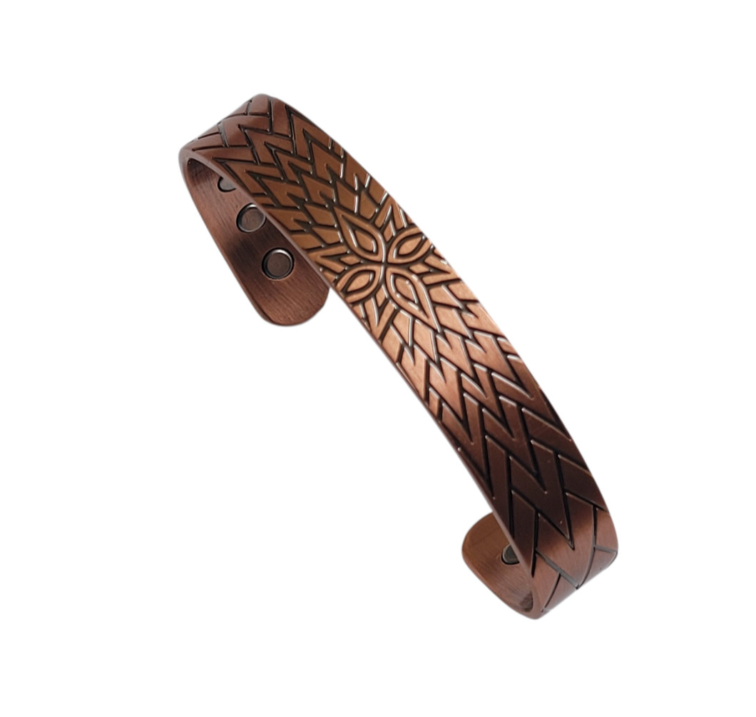 Artisan Pure Solid Copper Magnetic Bracelet Arthritis Pain Therapy Cuff Bangle