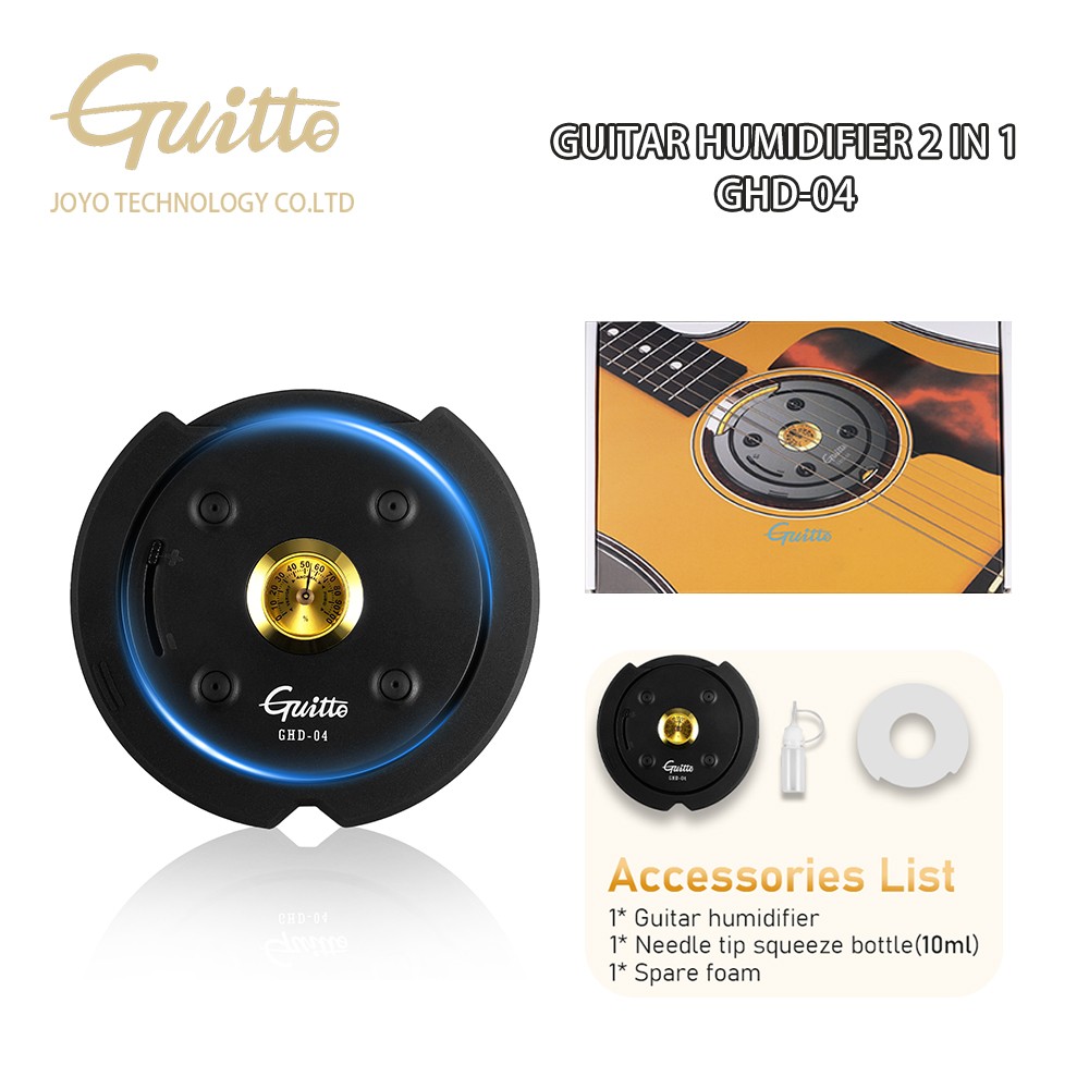 GUITTO Guitar 2 in 1  Humidifier Acoustic Soundhole Cover, Humidity 4'' to 4.3''