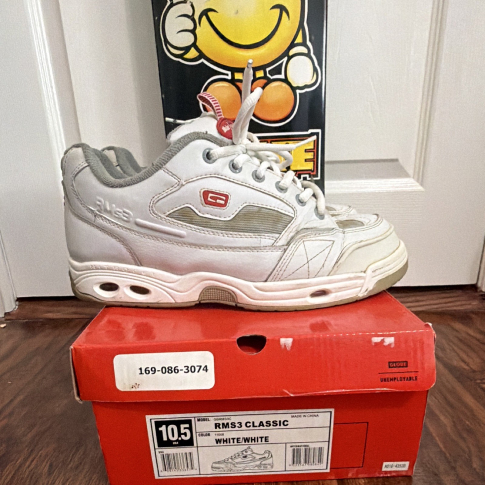 Globe RMS3 Classic White Medium Skateboarding Shoes Size 10.5