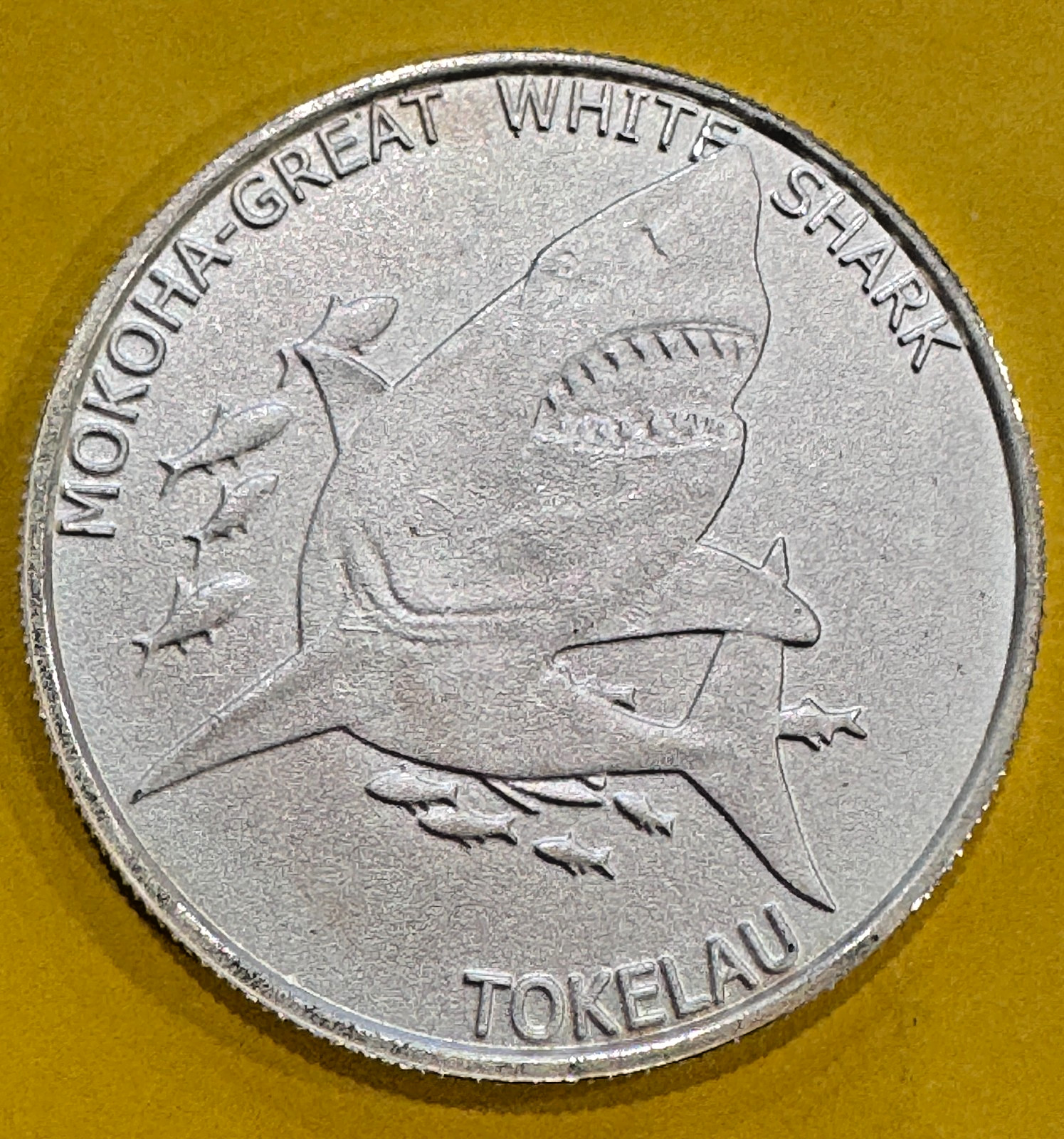 2015 Tokelau Great White Shark 1 oz .999 Silver $5 Mokoha BU Coin