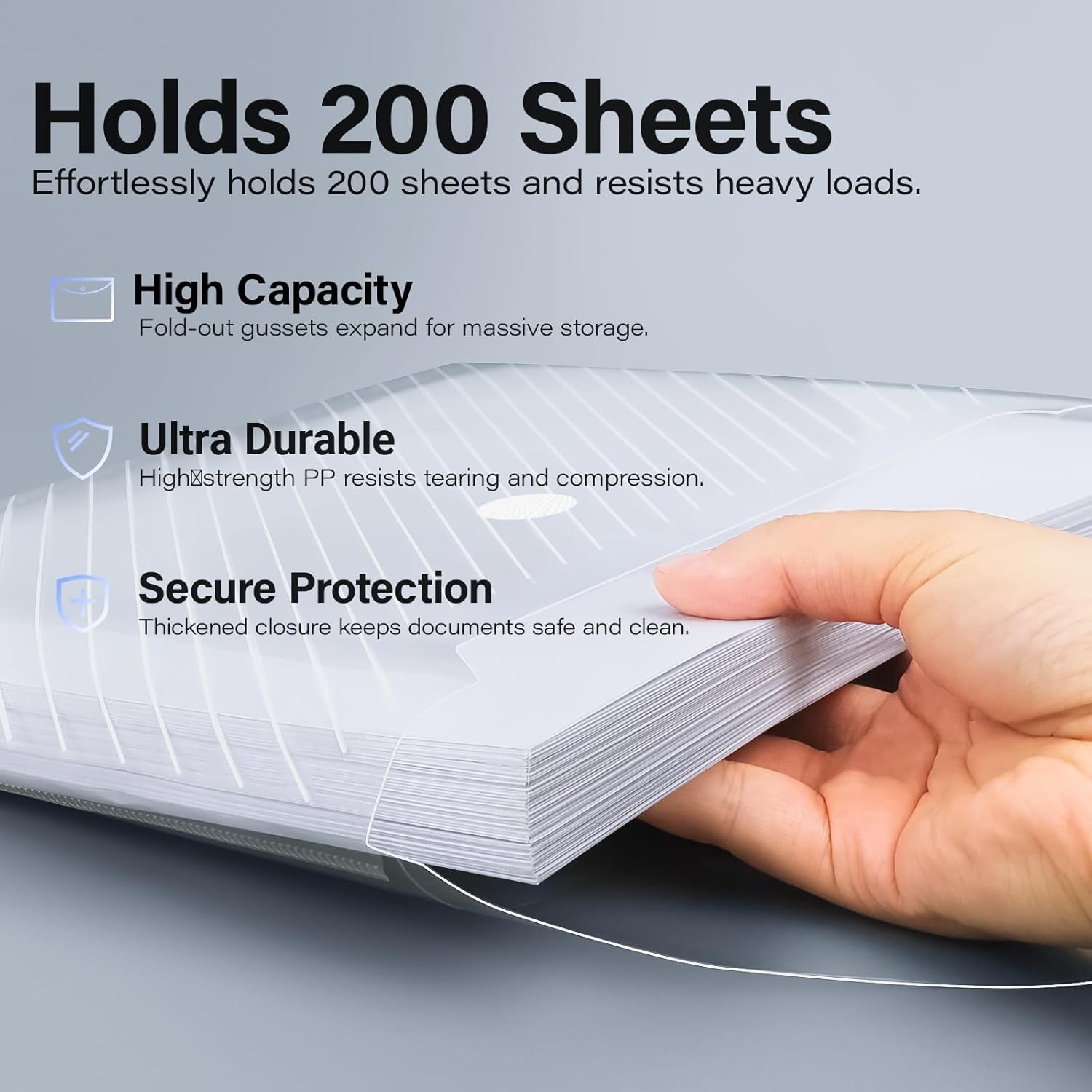 10 Pack, Plastic Envelopes – Transparent Waterproof Reusable File Folders for A4