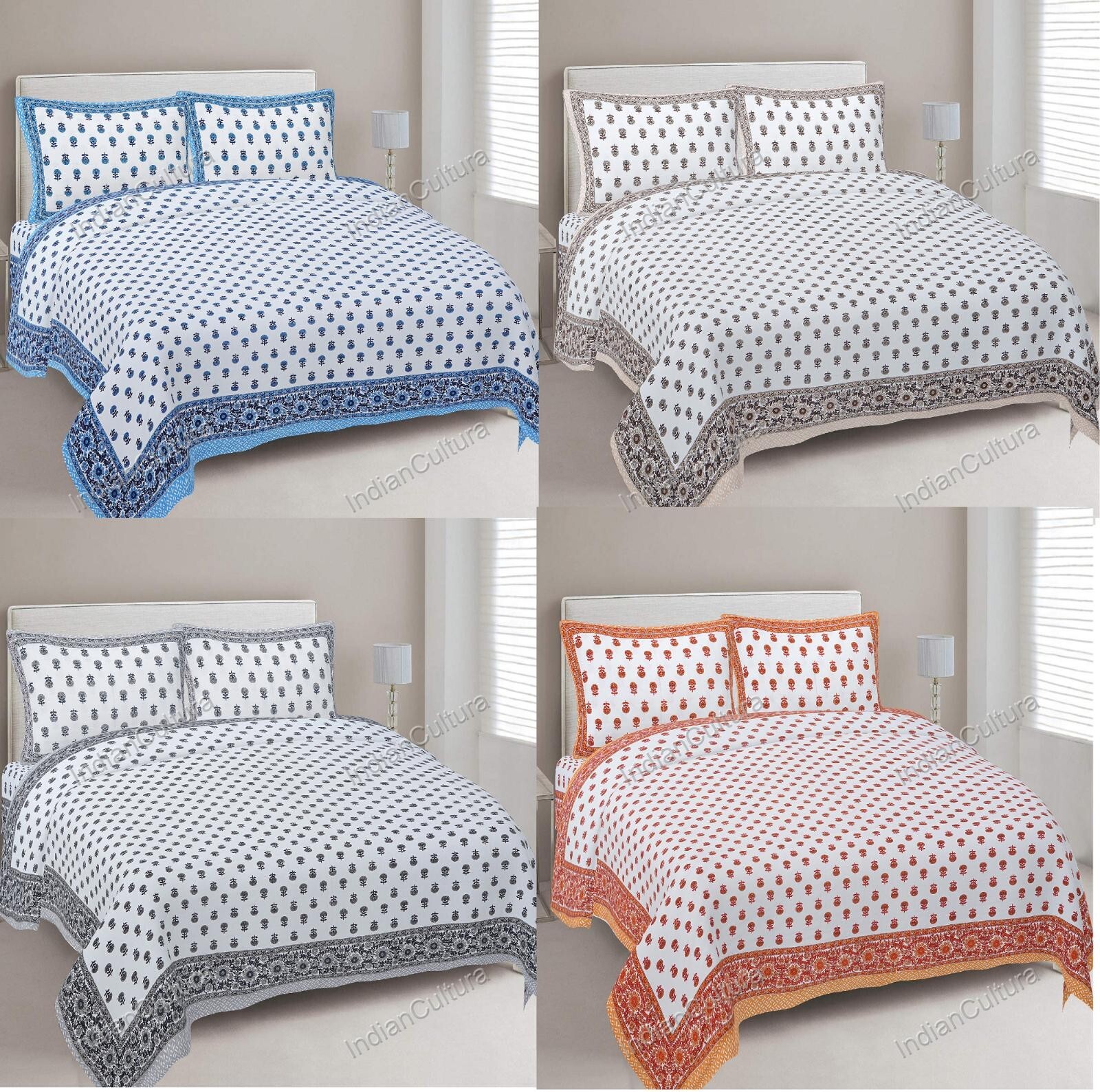 Beautifull Print Best Gift Flat Sheet Jaipuri Bed Sheet Floral Print King Size 2
