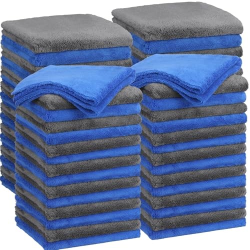 Pcs Edgeless Microfiber Plush Towels for Cars 16 x 16 Inch 30 Blue,gray