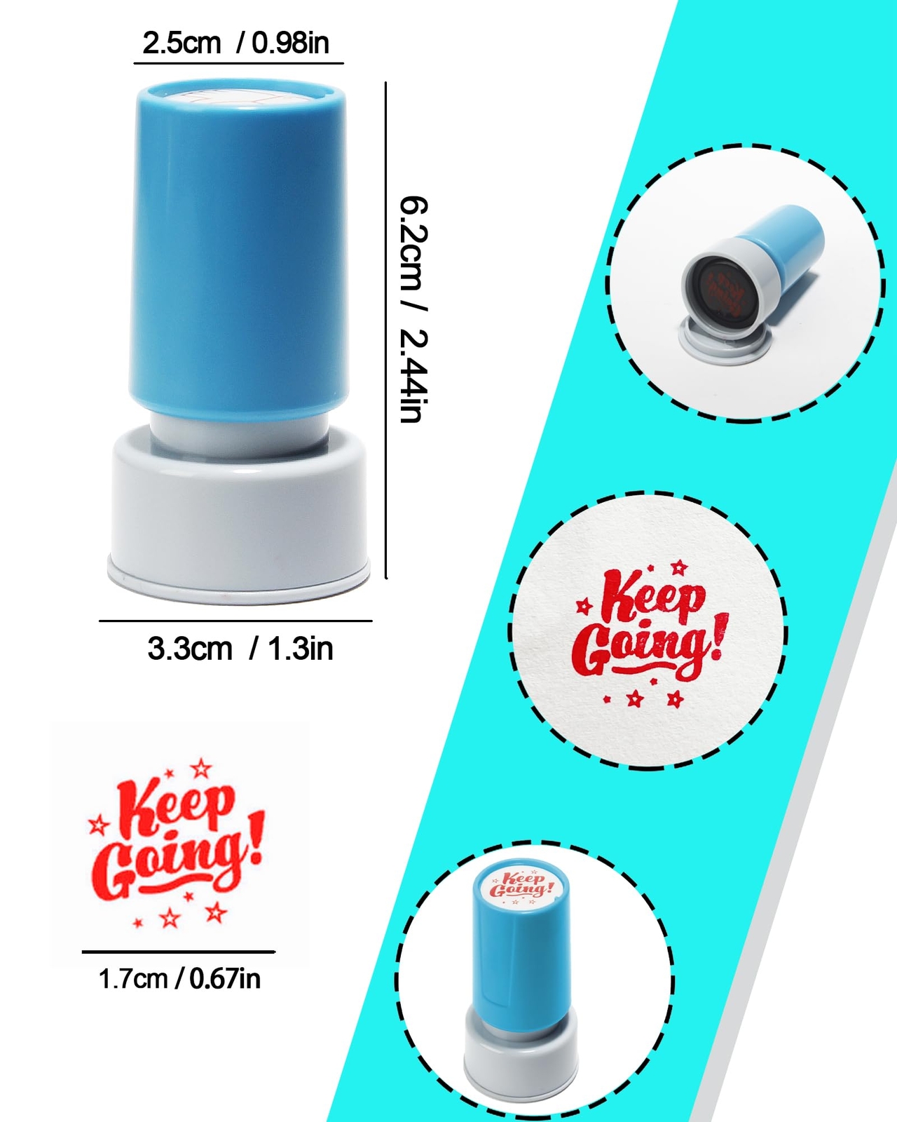 Keep Going' Round Teacher Stamp for Classroom Self-Inking Stamper Red Ink