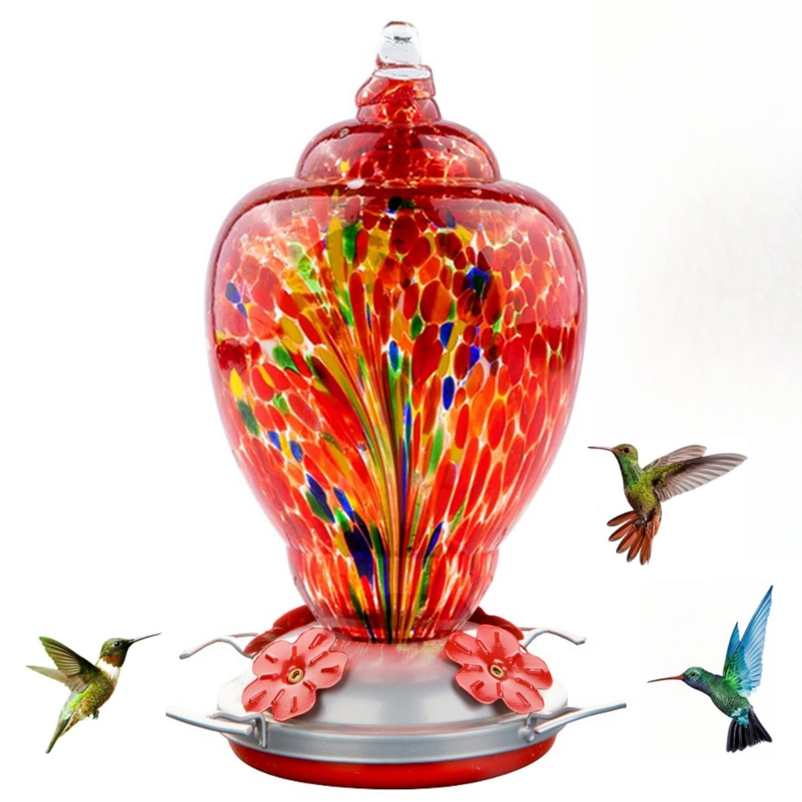 WOSIBO Hummingbird Feeder for Outdoors Patio Large 32 Ounces RED-Firework