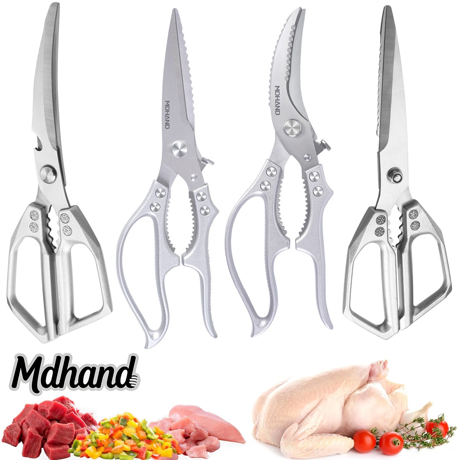 Mdhand Kitchen Shears Heavy Duty Stainless Steel All Purpose Sharp Meat Scissors