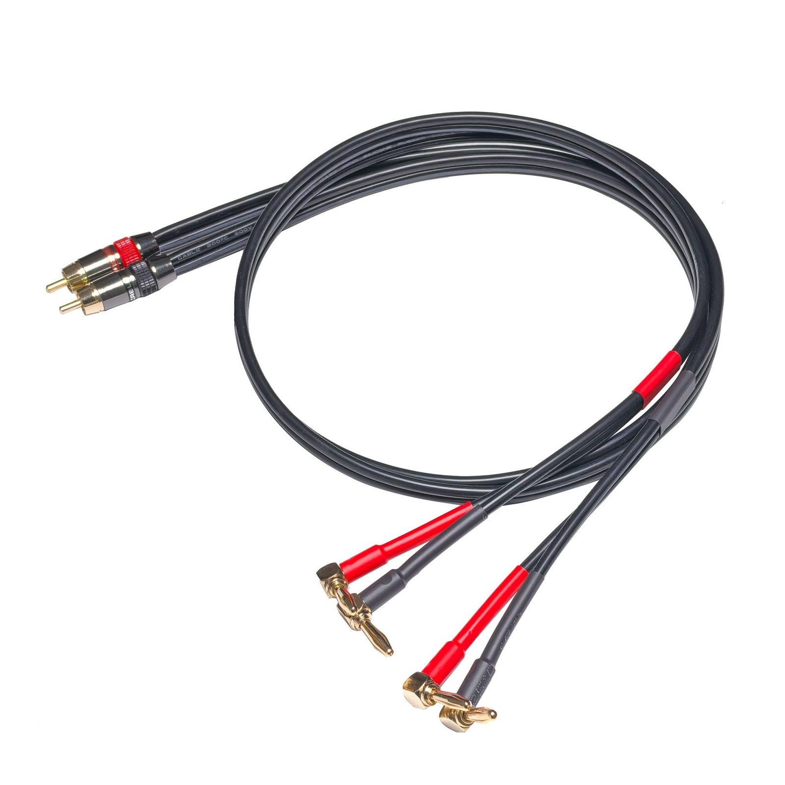 WJSTN RCA Male to Banana Plug right angle banana plug 3FT, Red+Black