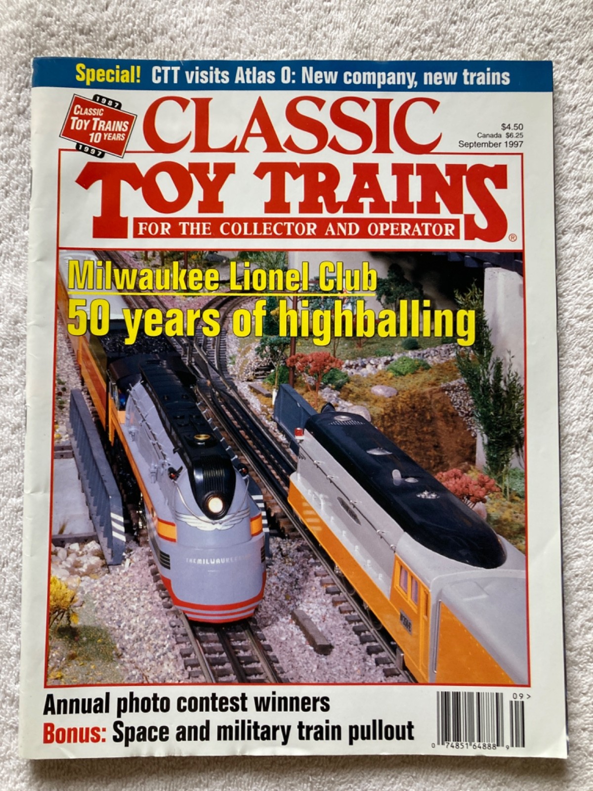 CLASSIC TOY TRAINS magazine SEPTEMBER 1997- Atlas O, Space & Military, New Haven