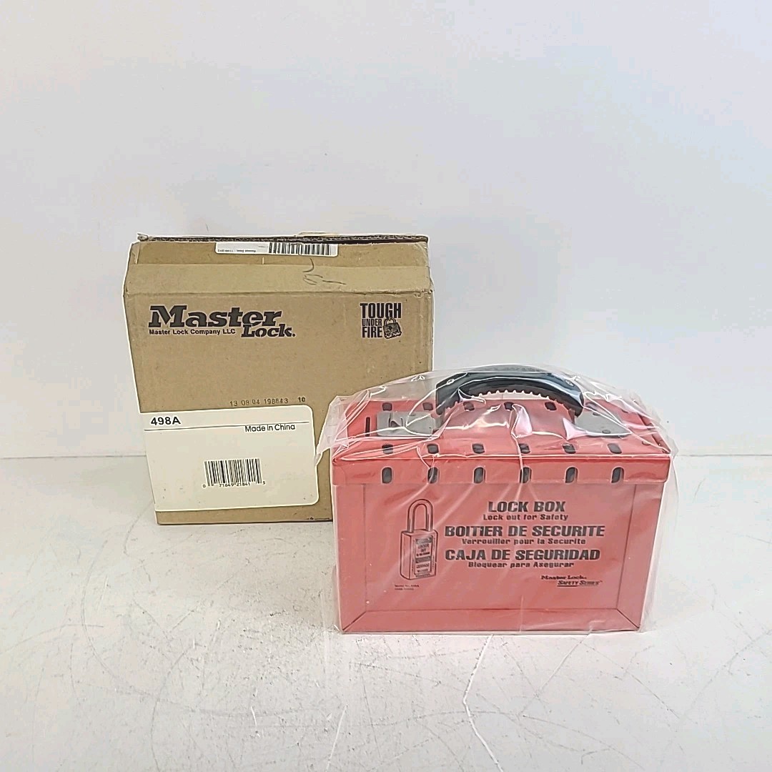 Master Lock Group Lockout Box Steel Red Portable Hinged Holds 12 Padlocks OSHA