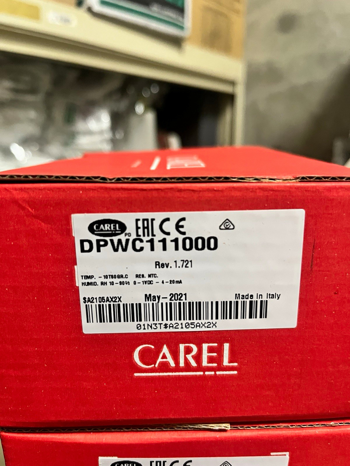CAREL DPWC111000 HVAC Sensor/Module Unit White/Red, Rev 1.721 (2021)