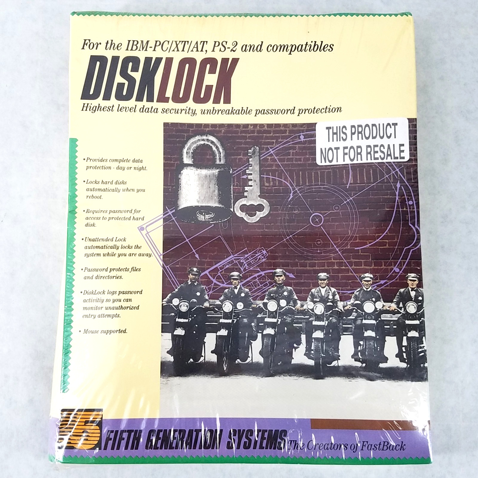 Disklock Fifth Generation Systems IBM PC/XT/AT, PS-2 Vintage Software - SEALED