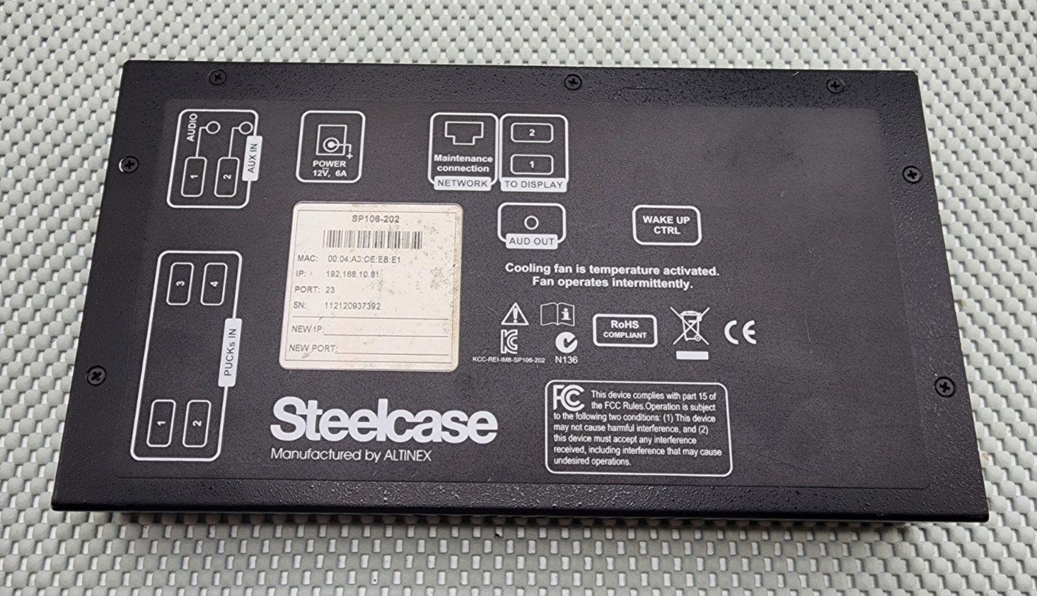 Altinex Steelcase SP106-202 Conference Switch Video Control Box (NO CABLES)