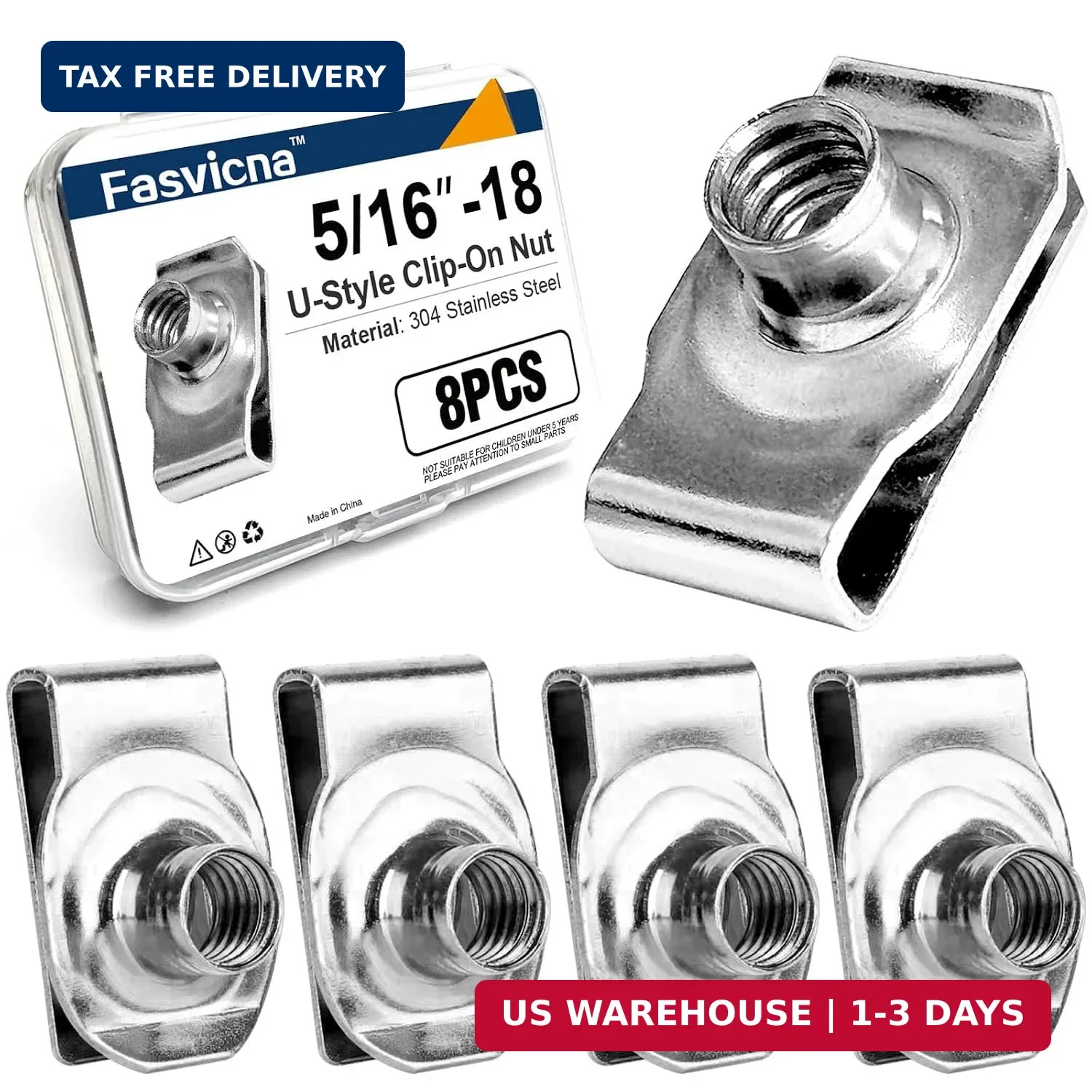 20 Pack 5/16-18 Extruded U-Nuts 304 Stainless Steel U Clip Car Clips Fasteners