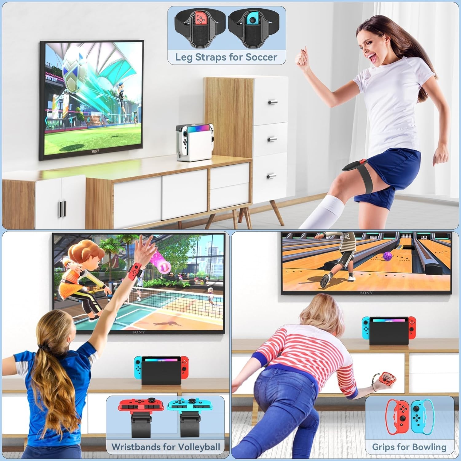Switch OLED Accessories Kit - Game Bundle, Wheel, Caps, Case, Protector