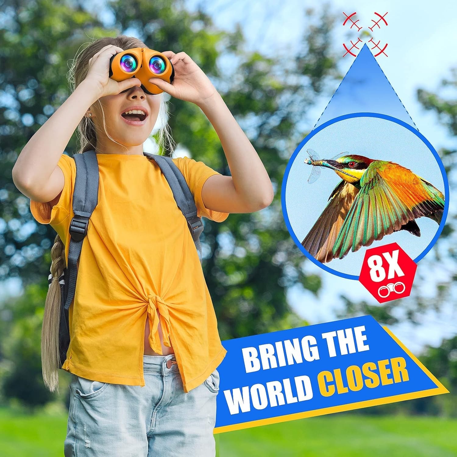 LET'S GO! Kids Binoculars Compact Shockproof High Resolution Toy