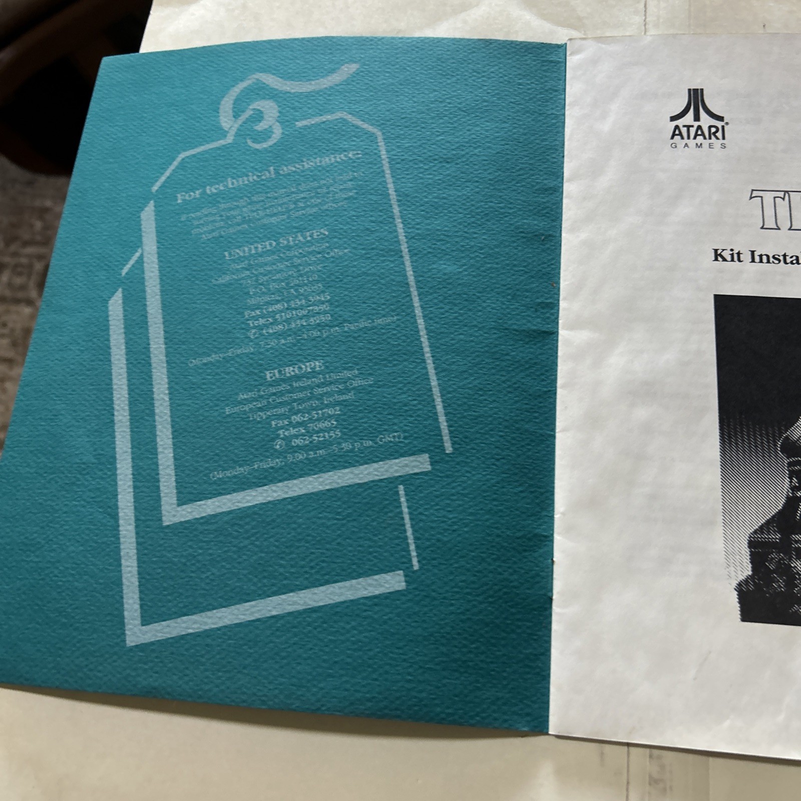 original Atari Tetris With Corrections Sheet arcade Video game manual