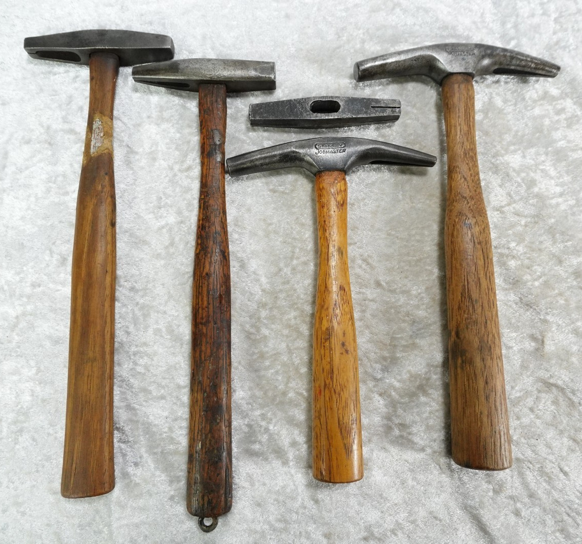 5 VTG Magnetic Upholstery Tack Hammers Curved Stanley Jobmaster & Straight USA