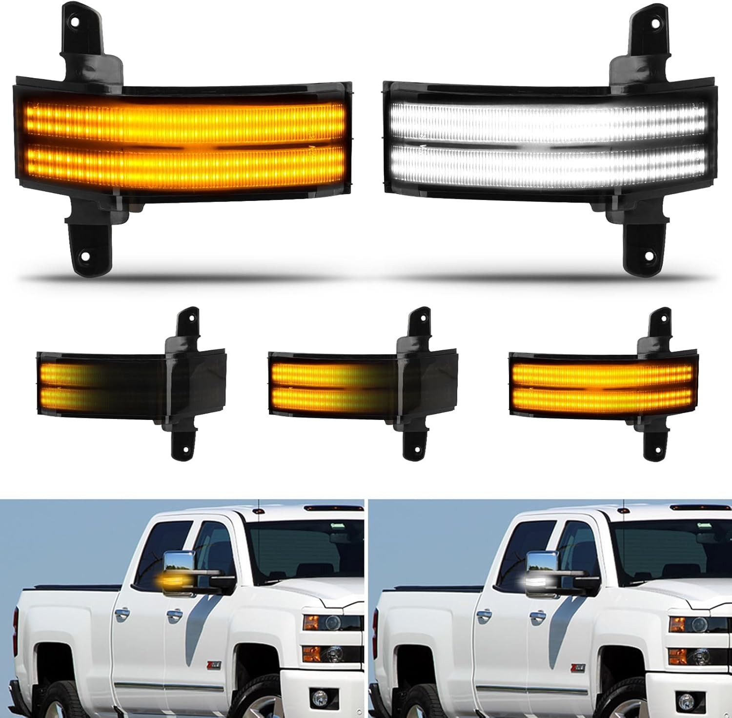 Sequential LED Side Mirror Marker Light For 2014-2019 Chevy Silverado GMC Sierra
