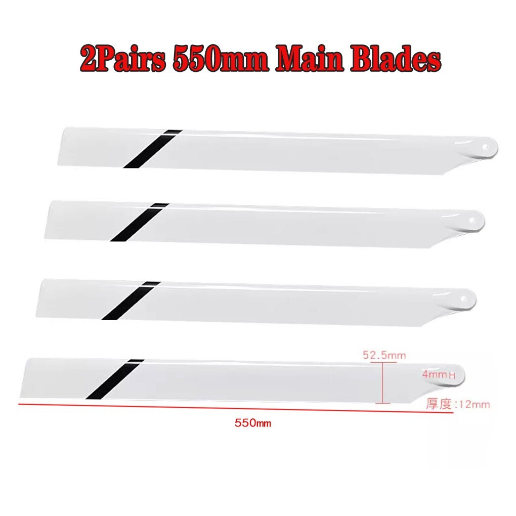 2Pairs 550mm Glass Fiber Main Rotor Blade For Align 550 and Raptor 30 Helicopter