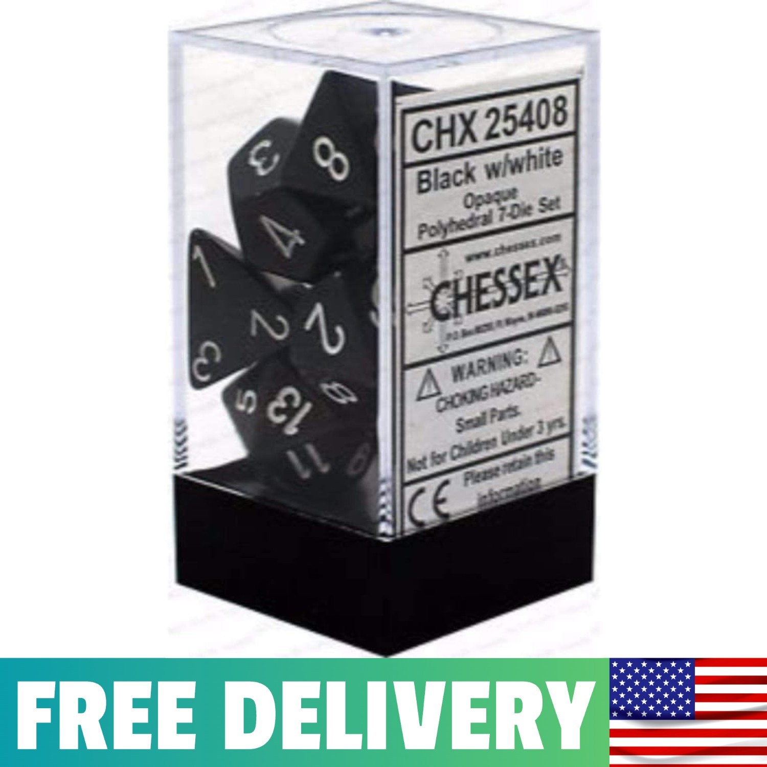 Dice-Opaque Black/White Set