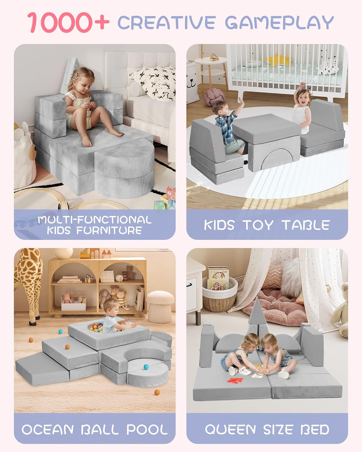 15Pcs Modular Kids Play Couch, Kids Couch for Toddler & Children, Toddler Couche