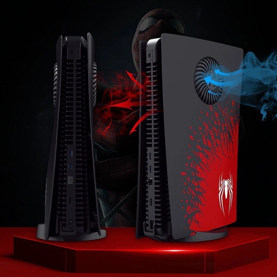 SpiderMan PS5 Vent Plates Covers DISC VERSION Venom PlayStation, Red & Black Set