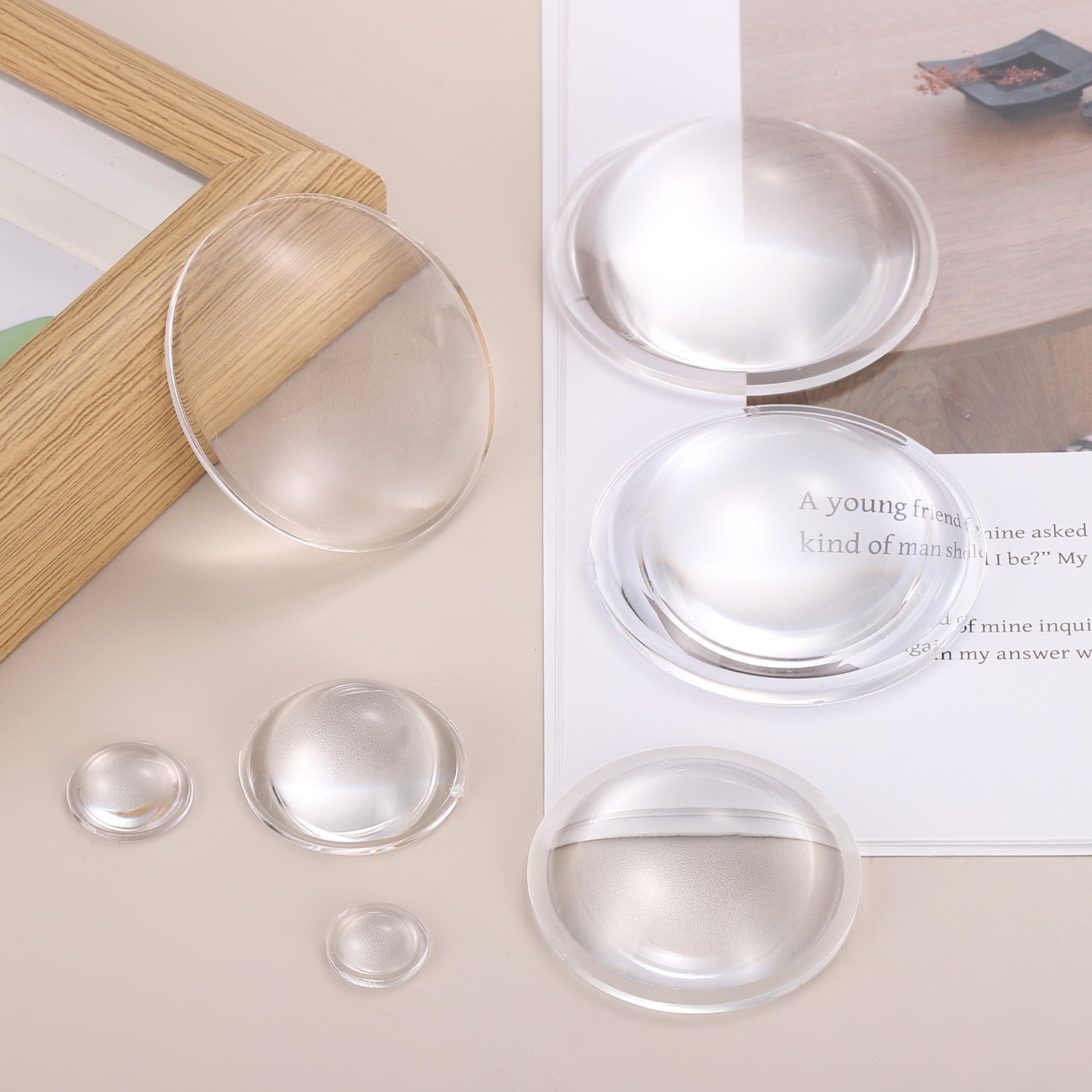 6Pcs Diameter 18mm Flat Convex Lens, Height 6.5mm Acrylic Optical Lens