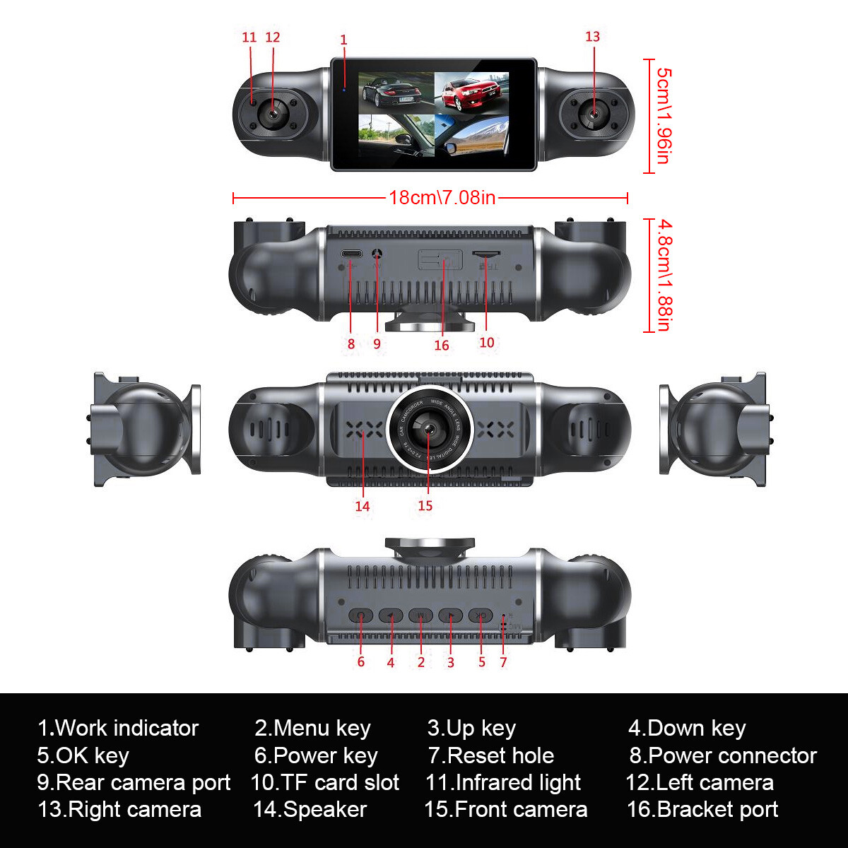 4 Channel Car Dash Cam HD 1080P WiFi DVR Video Driving Recorder Night Vision NEW