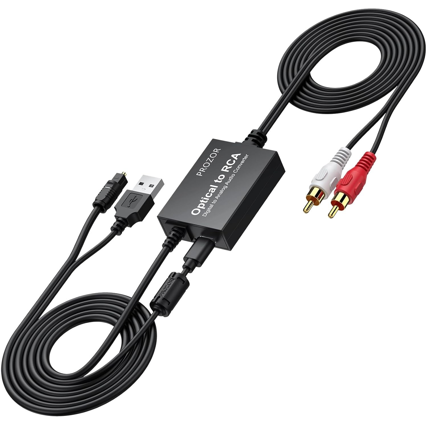 PROZOR 192KHz Digital to Analog Audio Converter 7ft/2.1m Cable Optical RCA