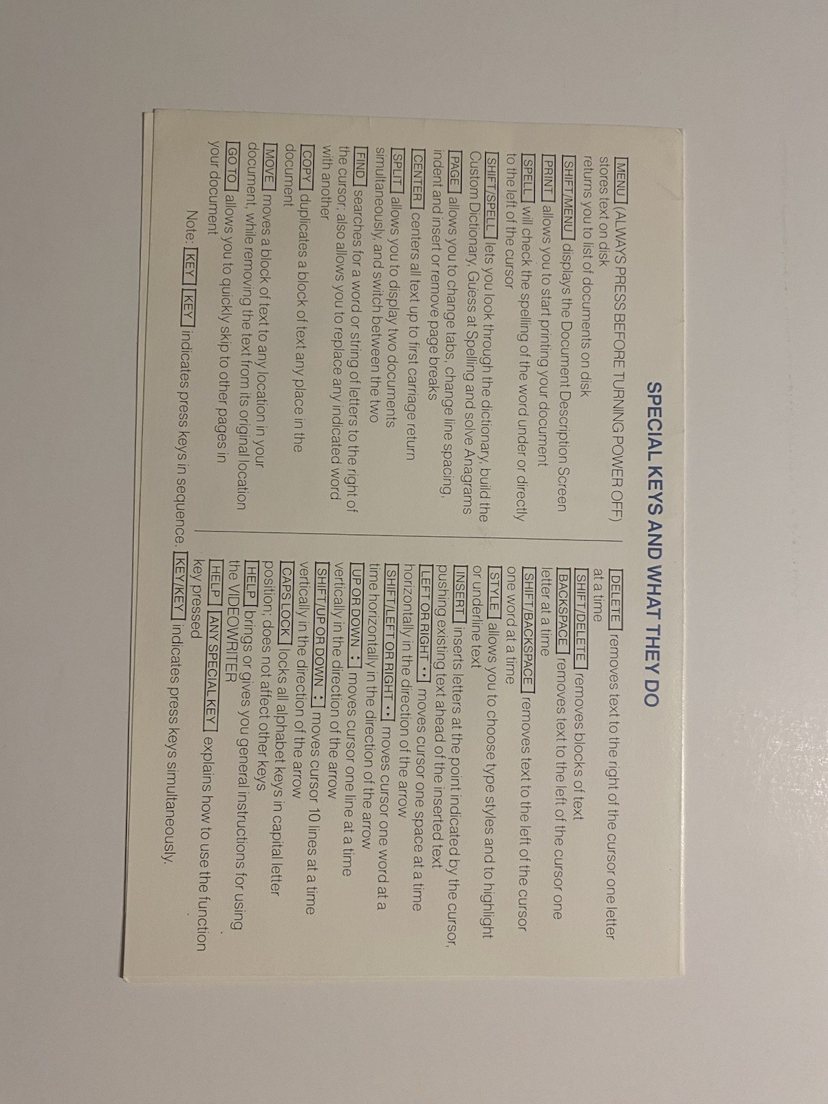 1985 MAGNAVOX VIDEOWRITER Word Processor USER'S MANUAL AND PULL OUT GUIDE
