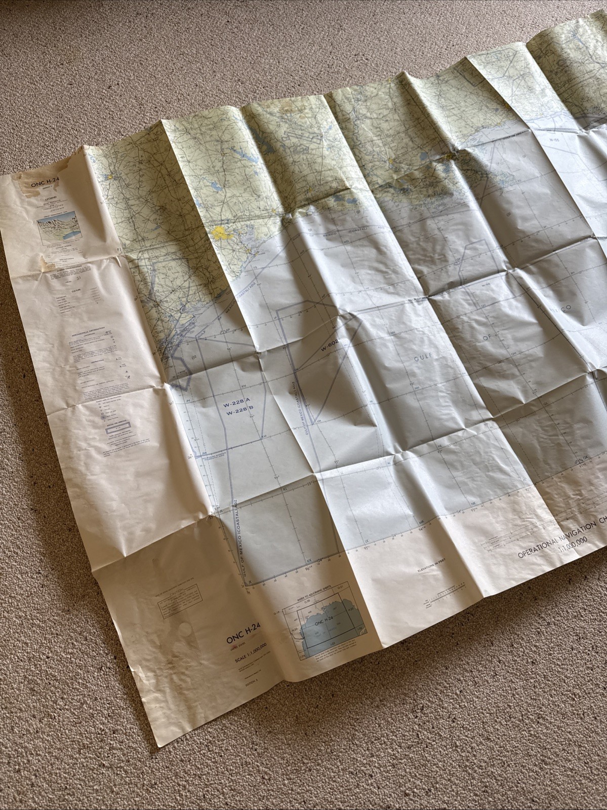 Vintage ONC H-24 Operational Navigation Chart – Military Aviation Map – Cold War