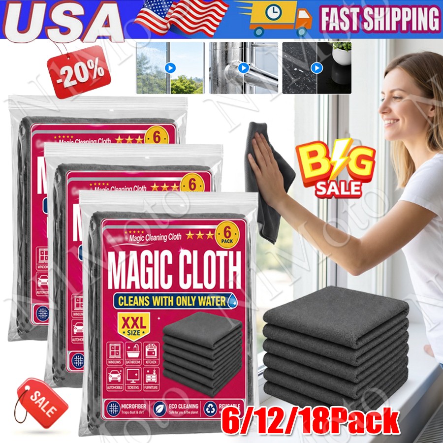 Genie Magic Cleaning Cloth 6-Pack,Microfiber Cleaning Cloths,Reusable Free & Lin