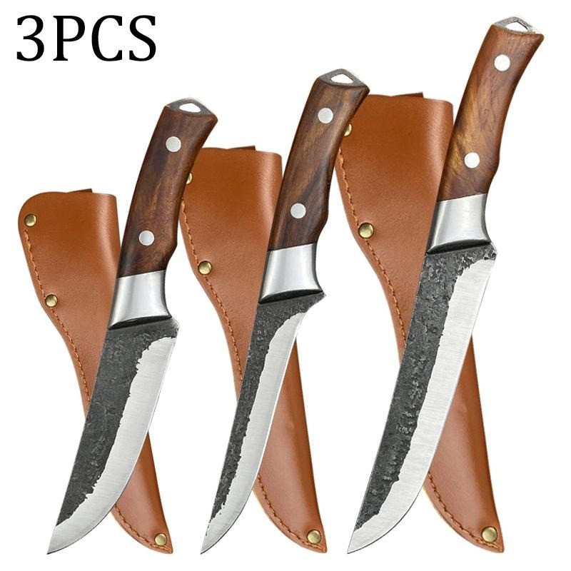 3PCS Stainless Steel Kitchen Knives Multipurpose Boning Cleaver Fruit Vegetable