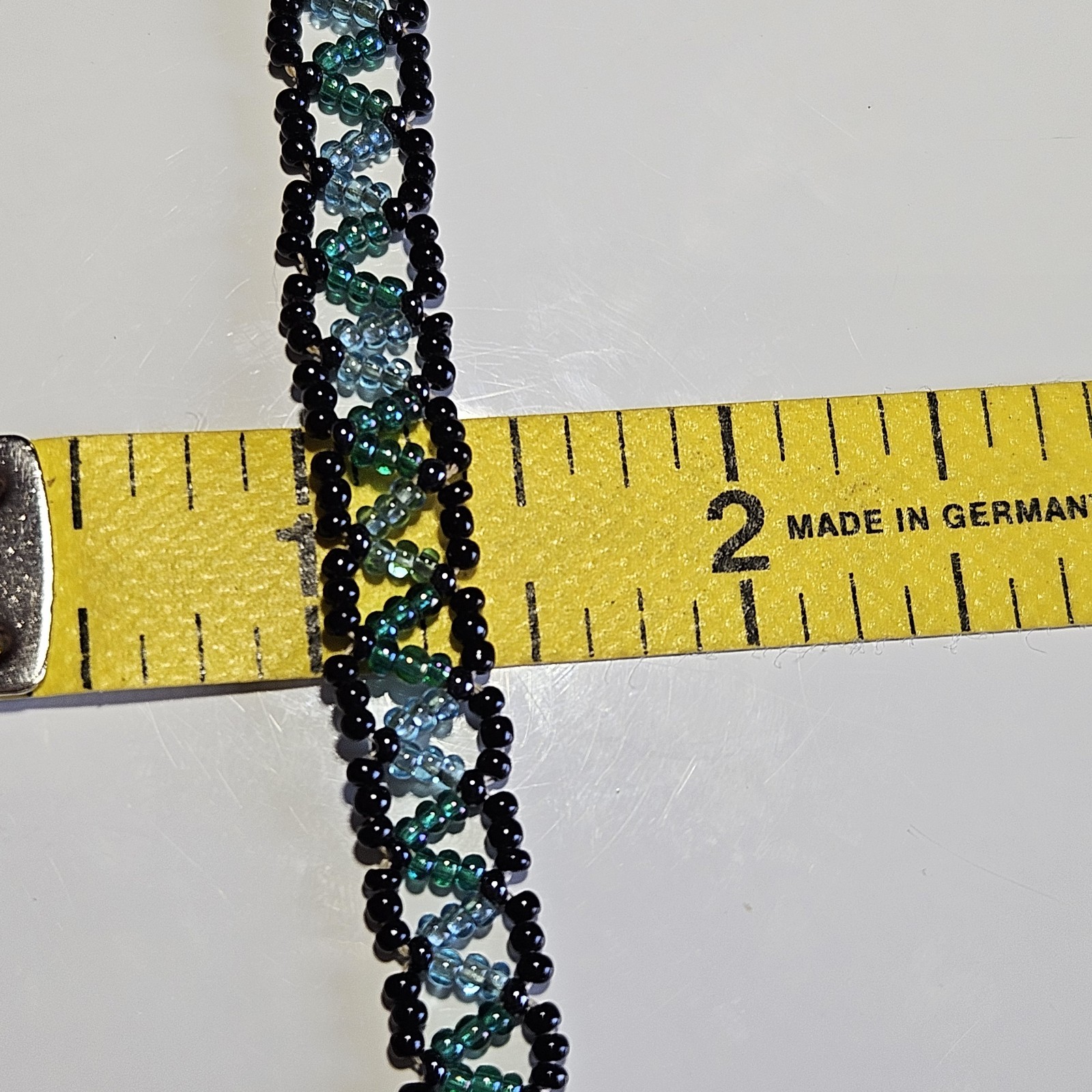 Artisan Handmade Blue And Black Seed Bead Bracelet 7"
