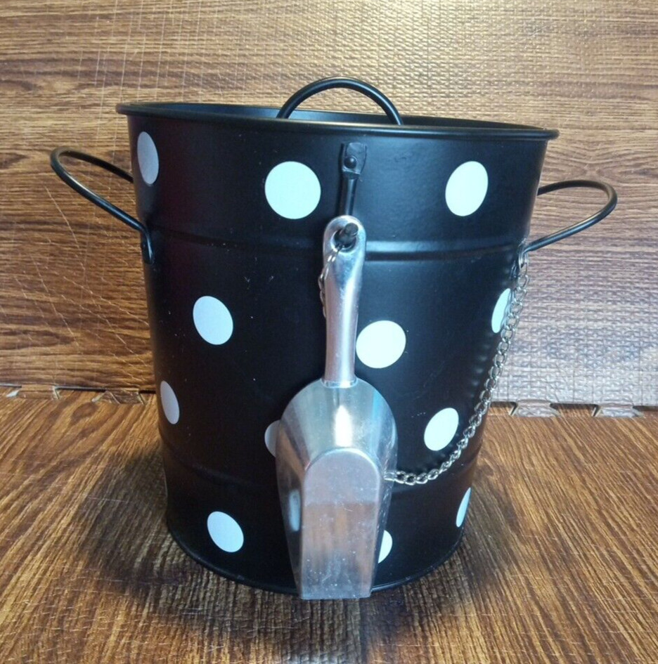 Apropos Metal Ice Bucket Galvanized Double Walled With Lid And Scoop Black White