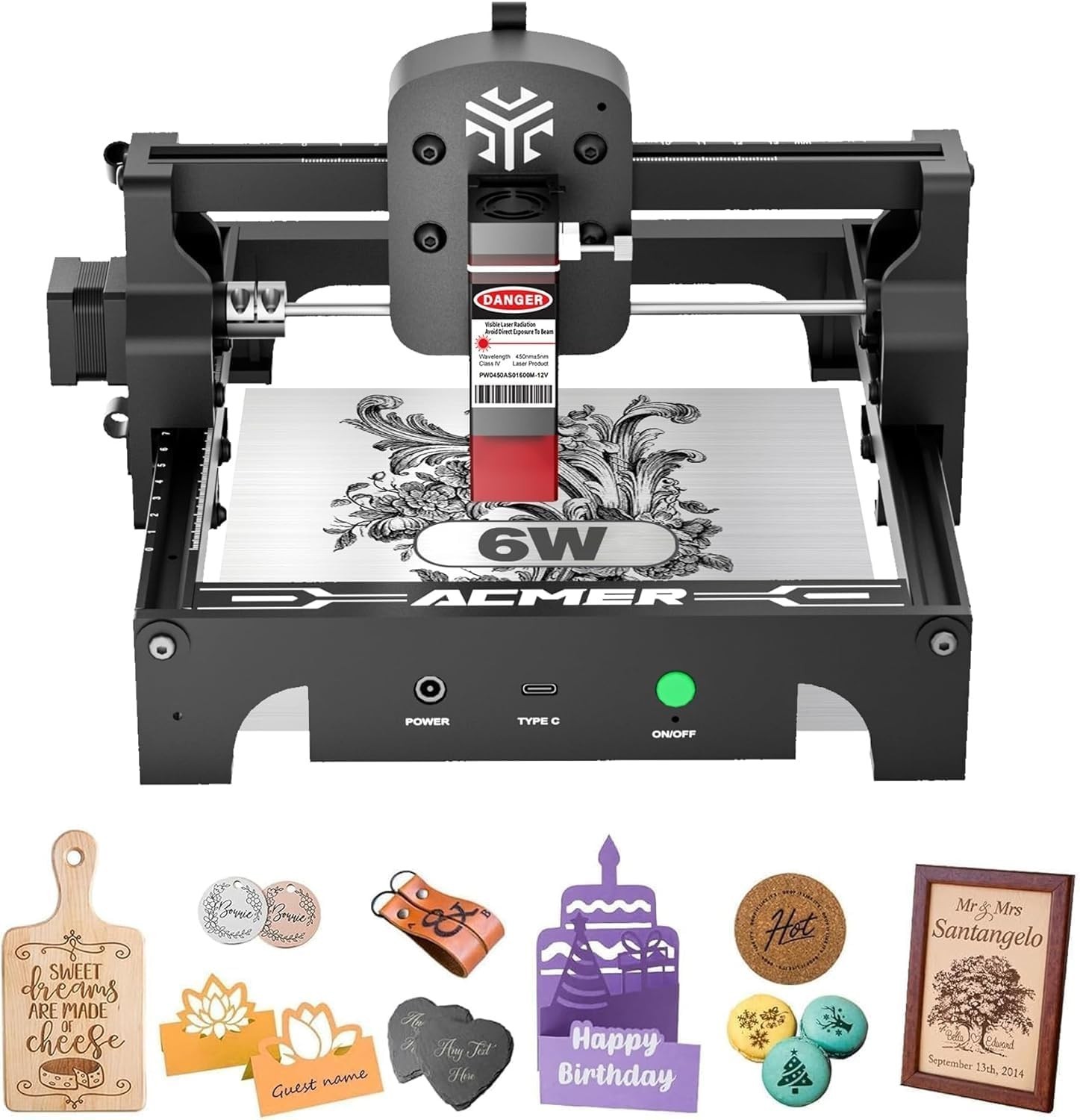 ACMER Laser Engraver 6W Mini Laser Cutter for - Personalized Gifts DIY Machine