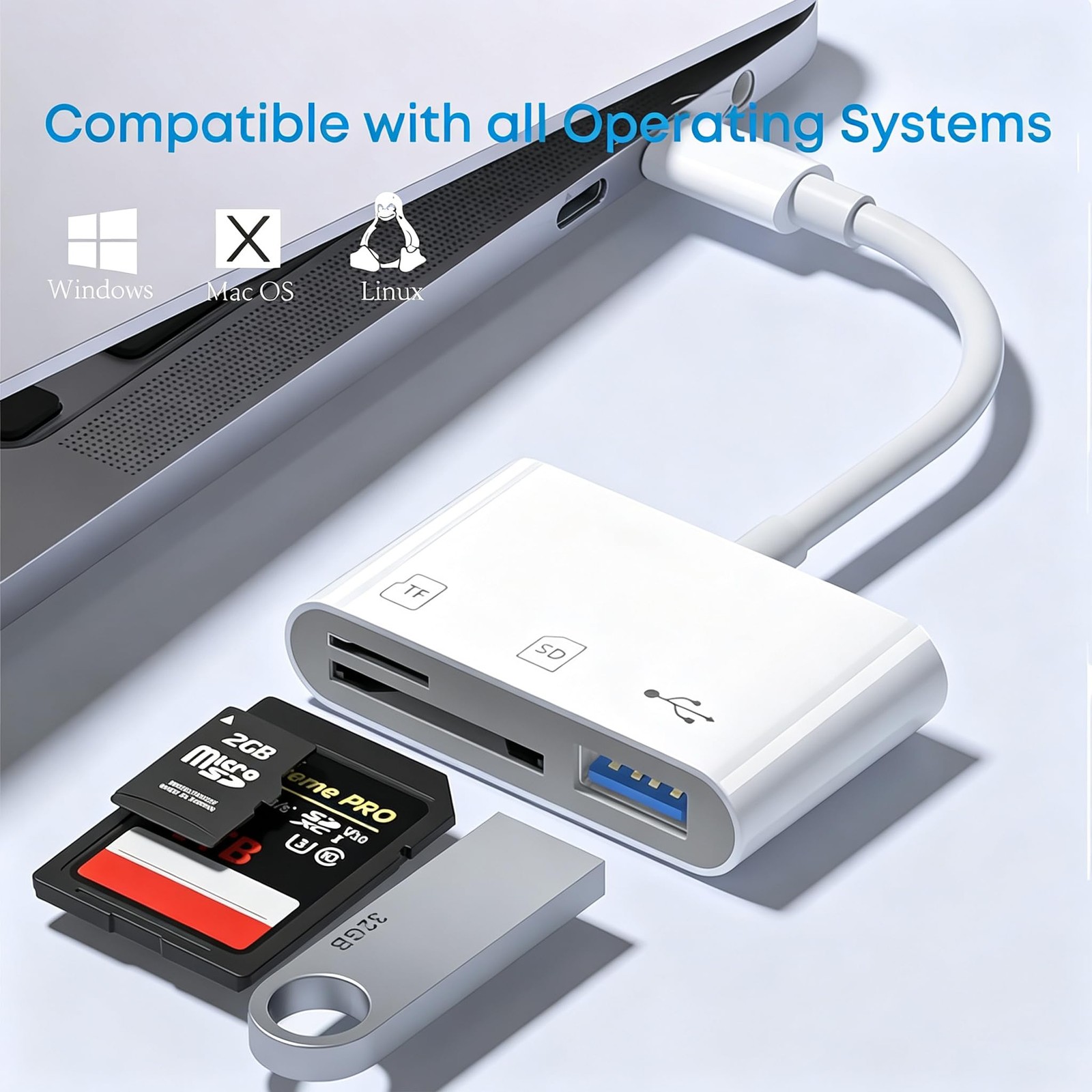 USB C SD/TF Card Reader - 3 in 1 Type C to TF/SD/USB Disk Reader Adapter